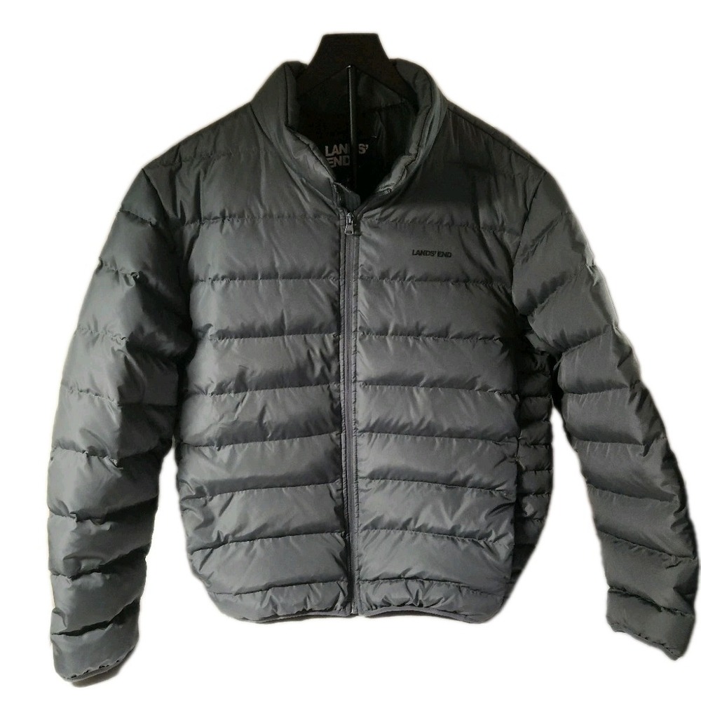 Lands End Men's Down Filled Puffer‎ Coat Size XL Gray excellent condition.